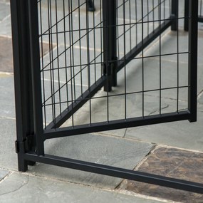 PawHut Chenar exterior cu acoperiș încuietoare pentru câine cadru din metal 120 x 120 x 138cm negru | Aosom Romania