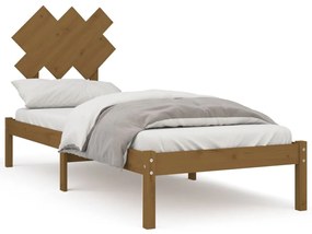 3104831 vidaXL Cadru de pat mic single 2FT6 maro miere, 75x190 cm, lemn masiv