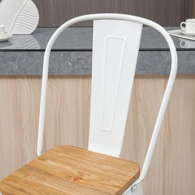 HOMCOM Set de 4 taburete de bar industrial cu spătar suport pentru picioare înălțime 76 cm oțel crem | Aosom Romania