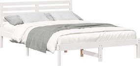 vidaXL Cadru de pat cu headboard Alb 140 x 210 cm Lemn de pin masiv