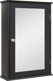 kleankin Mobilier de Baie Dulap Suspendat cu Oglindă 41x14x60cm Negru | Aosom Romania