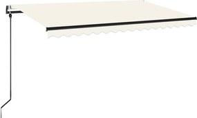 vidaXL Copertină automată cu senzor vânt & LED, crem, 400x350 cm