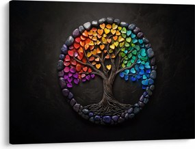 Tablou – Arbore plin de inimi colorate (70x50 cm)
