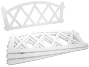 Gard de gradina decorativ, plastic, alb, set 4 buc, 59.5x33cm