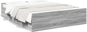 vidaXL Cadru de pat cu sertare gri sonoma 150x200 cm lemn prelucrat