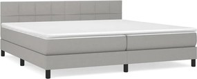 vidaXL Pat box spring cu saltea, gri deschis, 200x200 cm, textil