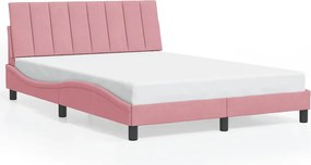 vidaXL Cadru de pat fără saltea, Hanko, roz, 140x190 cm, catifea