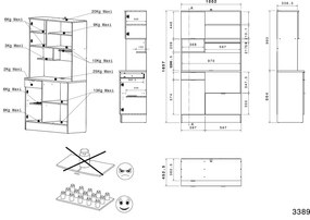 Bufet 100 cm lungime, culoare alb-sonoma