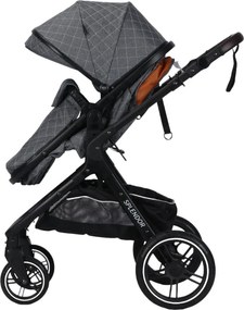 Carucior nou nascuti 2 in 1 NOVOKIDS™ X1000 series, Cu geanta bebe, Cadru Aluminiu, Amortizoare, Roti din cauciuc plin AVE, Landou, Spatar reglabil 3
