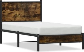 vidaXL Cadru pat metalic fără saltea, stejar fumuriu, 80x200 cm