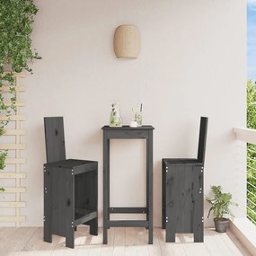 vidaXL Scaune de bar, 2 buc., gri, 40x42x120 cm, lemn masiv de pin