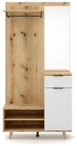 Panou pentru hol cu oglindă SVEN maro/alb