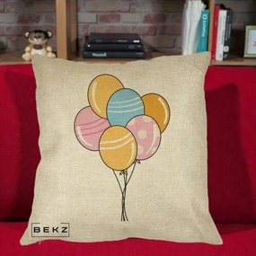 Perna Decorativa Baloane Petrecere, 40x40 cm, Crem, Husa Detasabila, Perna Inclusa, BEKZ®
