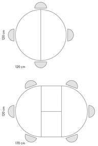 Masa rotunda extensibila Lila, blat Alb Marmorat Ø 120 cm