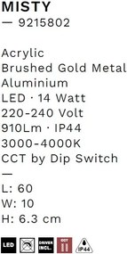 Aplica de perete LED baie IP44 MISTY aurie
