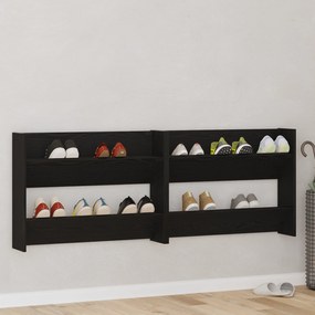 vidaXL Dulapuri pentru pantofi de perete cu raft Altele 2 pcs Stejar negru