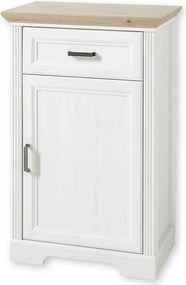 Comoda JASMIN, alb/stejar artisan, PAL, cu o usa si un sertar, 65x41x1