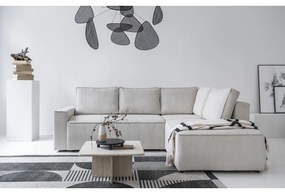 Colțar alb extensibil cu tapițerie din catifea reiată (cu colț pe partea dreaptă) Brave Dave – Miuform