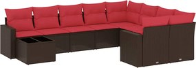 vidaXL Set canapele de grădină cu perne, 10 piese, maro, poliratan