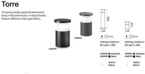 Stalp exterior design modern TORRE pt1 h60 negru