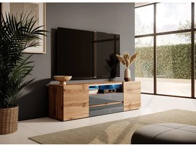 Dulap TV Boss (cu iluminat) (stejar wotan + gri). 1098618