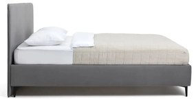 Pat matrimonial gri tapițat cu somieră 160x200 cm Noira Slim – Bonami Selection