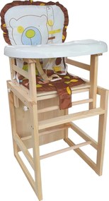 Scaun de masa pentru copii si bebe transformabil in masuta NOVOKIDS™ Wooden Table Chair, Din lemn masiv, Centura de siguranta, Sezut comfortabil