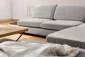 Canapea de colț Tulip Corner Right With Pouf - Light Grey