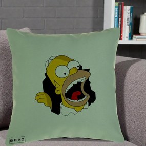 Perna Personalizata Homer Simpson Surpriza, 40x40 cm, Verde, Husa Detasabila, Perna Inclusa, BEKZ®