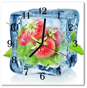 Ceas de perete din sticla pătrat Gheață Căpșunile Gheață de fructe Multi-colorat