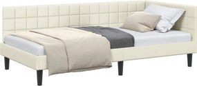 vidaXL Cadru de pat colțar cu headboard Crem 90 cm x 190 cm Catifea