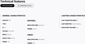 Aplica de perete design modern VENICE Pink