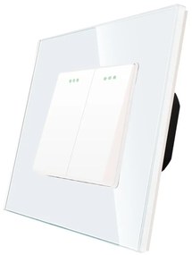 Intrerupator Dublu Mecanic cu Reset / Revenire LUXION cu Rama din Sticla
