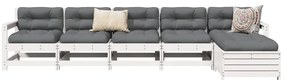 vidaXL Set canapea de grădină, 6 piese, alb, lemn masiv pin