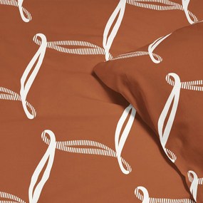 Goldea lenjerie de pat din 100% bumbac deluxe - design cu frânghii pe culoarea scorțișoară 140 x 200 și 50 x 70 cm