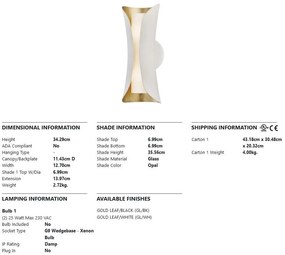 Aplica de perete design modern JOSIE alb/foita aurie