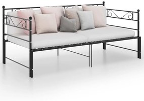 324770 vidaXL Cadru pat canapea extensibilă, negru, 90x200 cm, metal