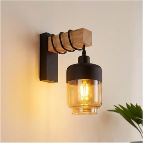 Brilagi - Aplica de perete WOOD GLASS 1xE27/60W/230V pin/negru/maro fumuriu