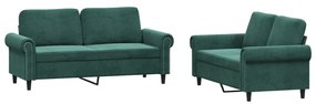 3202212 vidaXL Set de canapele cu perne, 2 piese, verde închis, catifea