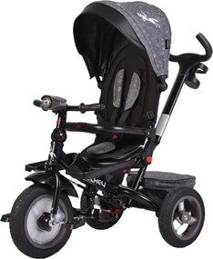 Tricicleta cu copertina detasabila NOVOKIDS™ Jockey Trike , Cu far luminos si melodii, Roti gonflabile din cauciuc, Pozitie somn, Pedale si maner
