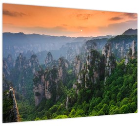 Tablou pe sticlă - Parcul forestier național Zhangjiajie (70x50 cm)