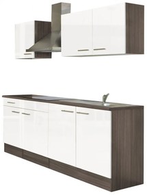 Mobilă de bucătărie Yorki 210, corp din stejar Yorki, cu față alb satinat