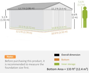 Outsunny Șopron unelte grădină, rezistent la intemperii, feronerie de ventilație, uși glisante, Oțel, Maro | Aosom Romania