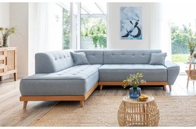 Colțar extensibil cu șezlong pe partea stângă Miuform Dazzling Daisy L, albastru deschis