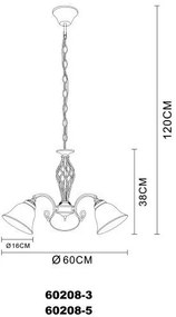 Candelabru clasic cu 3 brate, finisaj brass antique, Odin 60208-3 GL