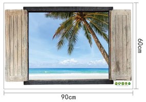 Sticker perete Insula Tropicala 3D Window