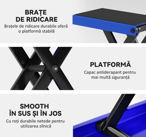 DURHAND Suport pentru Ridicarea Motocicletelor și Bicicletelor Antiderapant max 500 kg cu Înălțime Reglabilă, Suport Pliabil din Metal și Cauciuc, pentru Garaj, 41,5x23,5x10-37 cm, Albastru și Negru | Aosom Romania