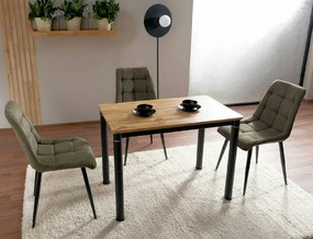 Masa de sufragerie neagra DAMAR 100x60 cm, decor stejar artisan