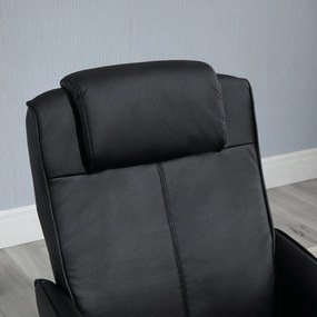 HOMCOM Fotoliu reclinabil de relaxare cu otoman pentru picioare si tapiterie din piele artificiala, 71x78x101cm, negru | Aosom Romania