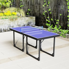 Masa de Ping Pong Pliabila, Multifuncitonala, cu Plasa din Otel si MDF, 182x91x76cm - Albastru HOMCOM | Aosom Romania